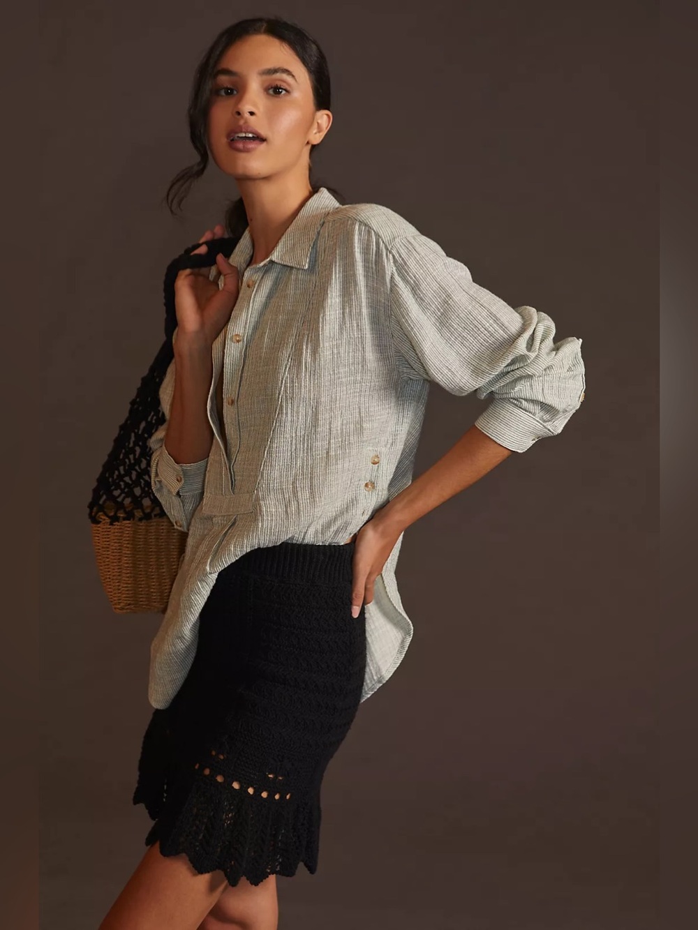 Anthropologie V Neck Popover Blouse